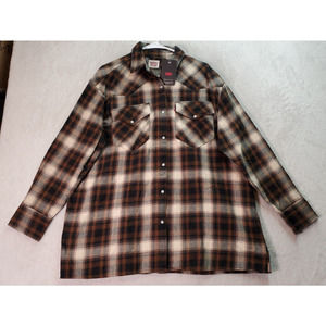 Levi's Shirt Women Medium Multi Plaid Flannel Logo Collar Pearl Snap Button Down